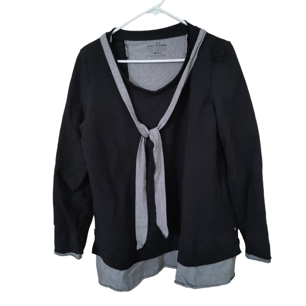 Neon Buddha Black/Gray Layered Look Long Sleeve Tunic Size L